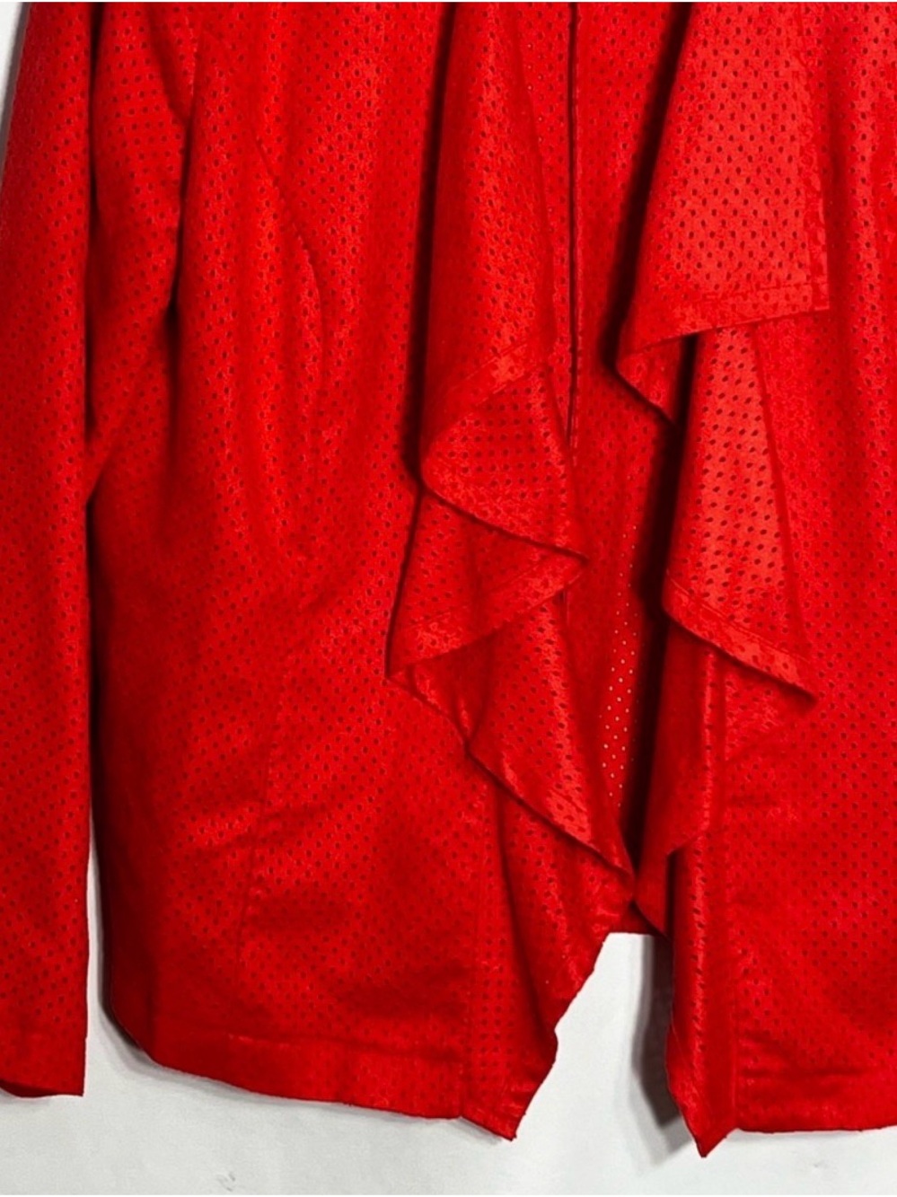 Choices Red Ruffle-Front Open Blazer - Picture 5 of 8